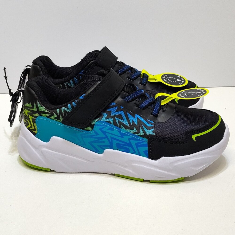 Athletic Works Light-Up Sneaker Boy 4 Bungee Laces Hook Loop Strap On/Off Switch